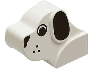6243px1 - Dog Head Brick with Black Eyes, Nose, Ears, and Whisker Dots Pattern
