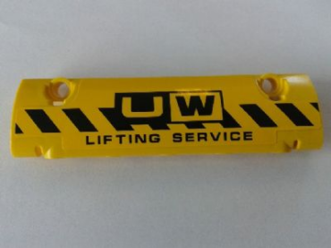 62531pb021 - Technic, Panel Curved 11 x 3 with Black and Yellow Danger Stripes and 'UW LIFTING SERVICE' Pattern (Sticker) - Set 8258