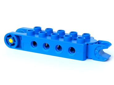 6288c01 - Duplo, Toolo Brick 2 x 5 with 8 Side Screw Sockets, Swivel Bracket End and Clip End