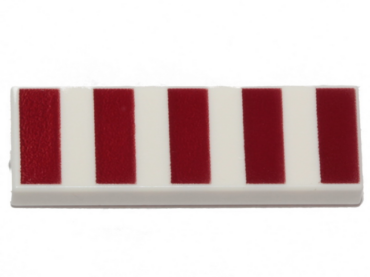 63864pb188 - Tile 1 x 3 with 5 Dark Red Stripes Pattern