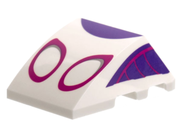 64225pb050 - Wedge 4 x 3 Triple Curved No Studs with Magenta Eye Outlines, Dark Purple Trim Pattern