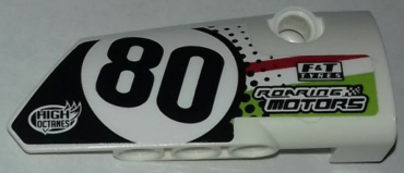 64391pb038 - Technic, Panel Fairing # 4 Small Smooth Long, Side B with Number 80, Sponsorship Logos and Black, Lime and Red Styling Pattern (Sticker) - Set 42065