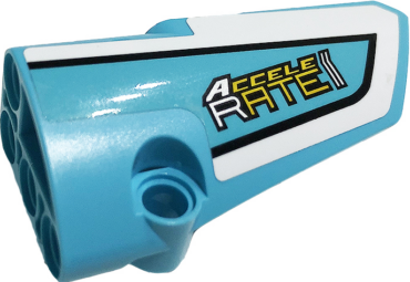 64391pb054 - Technic, Panel Fairing # 4 Small Smooth Long, Side B with 'ACCELERATE' and Black and White Stripes Pattern (Sticker) - Set 42059