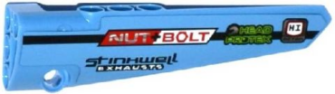 64393pb019 - Technic, Panel Fairing # 6 Long Smooth, Side B with 'HI OCTAN', 'HEAD PROTEX', 'NUT BOLT' and 'STINKWELL EXHAUSTS' Pattern (Sticker) - Set 42037