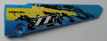 64393pb042 - Technic, Panel Fairing # 6 Long Smooth, Side B with 'XRFUEL', 'TR TRACKED RACER' and Black, Yellow and White Splotches Pattern (Sticker) - Set 42095