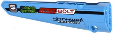 64681pb019 - Technic, Panel Fairing # 5 Long Smooth, Side A with 'HI OCTAN', 'HEAD PROTEX', 'NUT BOLT' and 'STINKWELL EXHAUSTS' Pattern (Sticker) - Set 42037