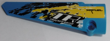 64681pb042 - Technic, Panel Fairing # 5 Long Smooth, Side A with 'XRFUEL', 'TR TRACKED RACER' and Black, Yellow and White Splotches Pattern (Sticker) - Set 42095