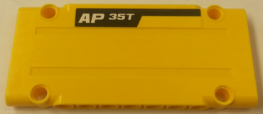64782pb023L - Technic, Panel Plate 5 x 11 x 1 with 'AP 35T' on Black Stripe on Yellow Background Pattern Model Left Side (Sticker) - Set 8264