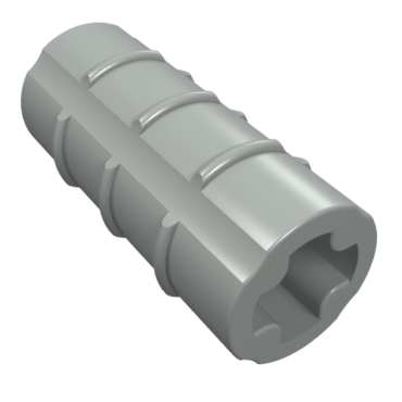 6538a - Technic, Axle Connector 2L (Ridged with + Hole + Orientation)