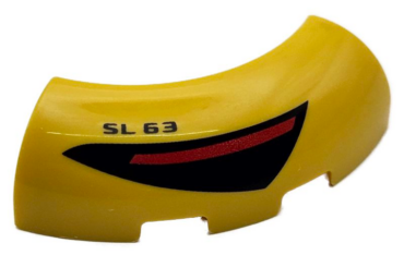 65617pb01R - Brick, Round Corner 3 x 3 without Studs with Black and Red Taillight and 'SL 63' Pattern