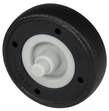 65630pb01 - Wheel Small with Stub Axles with Molded Black Hard Rubber Tire Pattern