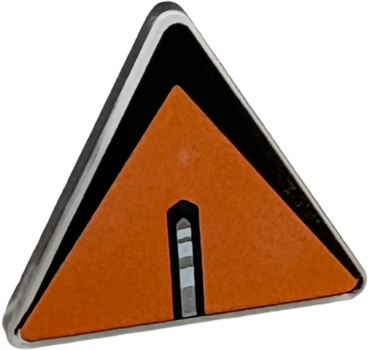 65676pb014 - Road Sign 2 x 2 Triangle with Open O Clip with White and Silver Blinker Light on Black and Orange Background Pattern