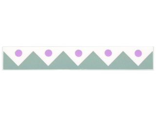 6636pb122 - Tile 1 x 6 with Sand Green Edge Triangles and 5 Lavender Dots Pattern
