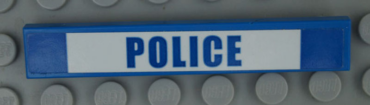 6636pb211 - Tile 1 x 6 with Blue 'POLICE' on White Background Pattern (Sticker) - Set 60138