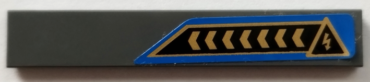 6636pb316L - Tile 1 x 6 with Gold Chevrons and Electricity Danger Triangle on Black and Blue Background Pattern Model Left Side (Sticker) - Set 70731