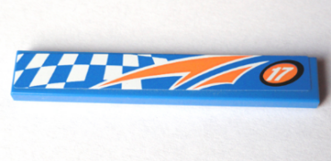 6636pb335 - Tile 1 x 6 with White '17' and White Checkered Pattern (Sticker) - Set 60005