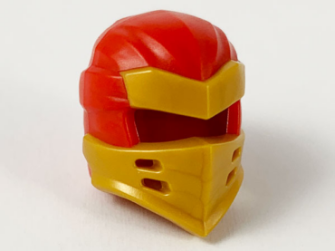66953pb04 - Minifigure, Headgear Ninjago Wrap Type 7 with 4 Slits on Front with Molded Pearl Gold Armor Pattern
