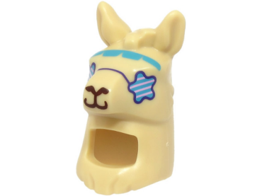 66972pb02 - Minifigure, Headgear Head Cover, Costume Llama Head and Neck with Sunglasses Star Shaped, Dark Azure Headband, Dark Brown Nose and Mouth Pattern (BAM)