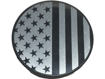 67095pb077 - Tile, Round 3 x 3 with Stars and Dark Silver Stripes Pattern