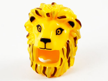 68517pb01 - Minifigure, Headgear Head Cover, Costume Lion with Reddish Brown and Gold Mane Highlights and Black Facial Features Pattern