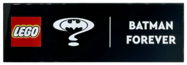 69729pb192 - Tile 2 x 6 with LEGO Logo, White Bat in Question Mark and 'BATMAN FOREVER' Pattern