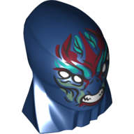 69859pb01 - Large Figure Head Modified with Elongated Skull and Thick Neck with 4 White Eyes, Dark Red, Dark Turquoise, and Sand Green Markings, Angry Sharp Bared Teeth Pattern (Eternals Deviant Kro)