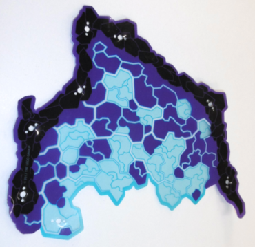 70356pls01a - Plastic Part for Set 70356 - Wing Left with Black Rock Limb and Dark Purple and Trans-Light Blue Electrified Membranes Pattern