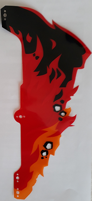 70674pls01c - Plastic Part for Set 70674 - Cobra Hood with Black, Red, Trans-Orange, and Trans-Red Flames, LEGO Copyright on Left Pattern
