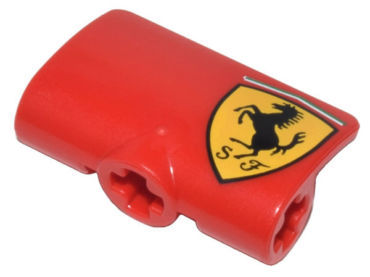 71682pb005L - Technic, Panel Curved 2 x 3 x 1 with Ferrari Logo Black Horse on Yellow Shield Pattern Model Left Side