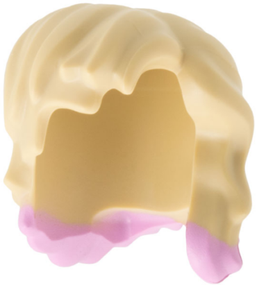 7317pb01 - Minifigure, Hair Female Mid-Length with Part over Left Shoulder with Molded Bright Pink Tips Pattern