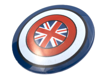 75902pb22 - Minifigure, Shield Circular Convex Face with Red and White Rings and British Union Jack Flag Pattern