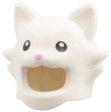 7758pb01 - Minifigure, Headgear Head Cover, Costume Cat with Black Eyes, Bright Pink Nose Pattern