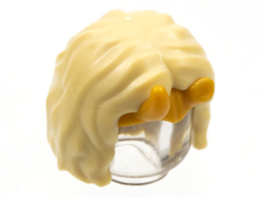 78915pb01 - Minifigure, Hair Female Short, Center Part with Pearl Gold Tiara with Horns, One Broken Pattern