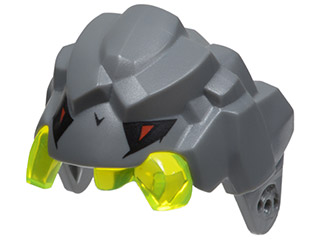 85045c01pb01 - Large Figure Head Rock Monster King, Jaw Upper with Molded Trans-Neon Green Teeth and Printed Black and Red Eyes Pattern