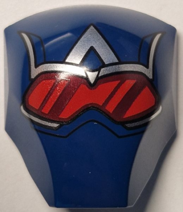 85834pb07 - Large Figure Armor, Smooth with 2 x 2 Round Brick Attachment with Captain America Mask with Red and Dark Red Goggles, Silver Frames and Stylized Letter A Pattern