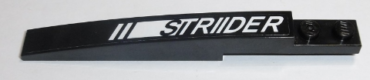85970pb019L - Slope, Curved 10 x 1 with White and Black 'STRIIDER' Pattern Model Left Side (Sticker) - Set 70611