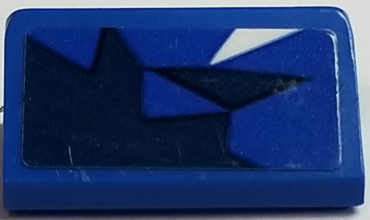 85984pb225R - Slope 30 1 x 2 x 2/3 with Dark Blue and White Abstract Triangular Shapes on Blue Background Pattern Model Right Side (Sticker) - Set 75885