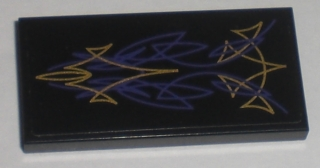 87079pb0023 - Tile 2 x 4 with Purple and Gold Geometric Lines Pattern (Sticker) - Set 5984