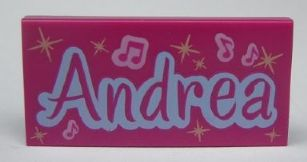 87079pb0050 - Tile 2 x 4 with 'Andrea' and Music Notes Pattern