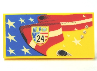 87079pb0052L - Tile 2 x 4 with Stars and Stripes, 'WGP 24' Pattern Model Left Side