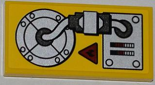 87079pb0092R - Tile 2 x 4 with Fire Danger Sign and Mechanical Pattern (Sticker) - Set 5886