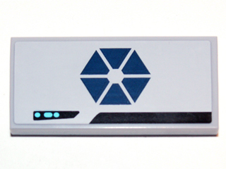 87079pb0114R - Tile 2 x 4 with Fragmented Dark Blue Hexagon and Small Control Panel Pattern Model Right (Sticker) - Set 75013