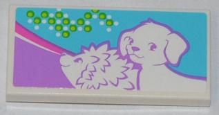 87079pb0131 - Tile 2 x 4 with Hedgehog and Dog Pattern (Sticker) - Set 3188
