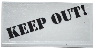 87079pb0179 - Tile 2 x 4 with Black 'KEEP OUT!' Pattern (Sticker) - Set 60046