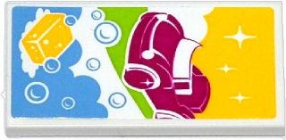 87079pb0207 - Tile 2 x 4 with Car, Soap and Bubbles Pattern (Sticker) - Set 41091