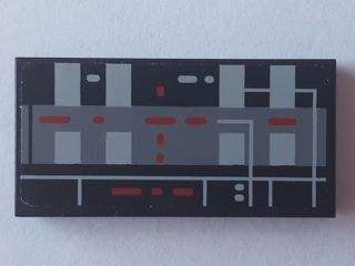 87079pb0251 - Tile 2 x 4 with Light Bluish Gray, Dark Bluish Gray and Red Circuit Pattern (Sticker) - Set 75055