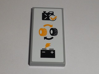 87079pb0291 - Tile 2 x 4 with Oil Canister, Tires and Battery Pattern (Sticker) - Set 60097