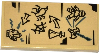 87079pb0327 - Tile 2 x 4 with Ninja, Sword, Phial, Spider Web, Spider, Crystal and Arrows Drawing Pattern (Sticker) - Set 70604