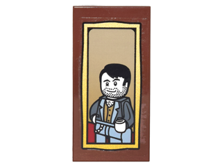 87079pb0338 - Tile 2 x 4 with Portrait of Man with Beard and Dark Bluish Gray Suit Coat Pattern (Sticker) - Set 10217