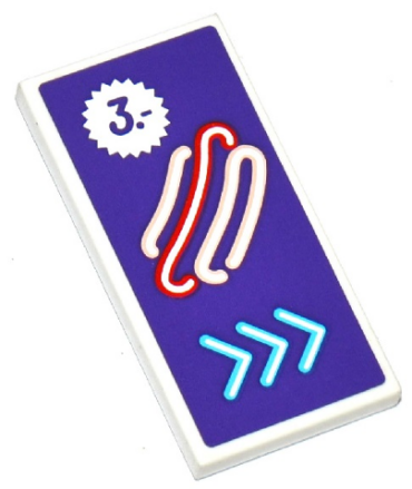 87079pb0371 - Tile 2 x 4 with Hot Dog, Price Tag and 3 Arrows on Dark Purple Background Pattern (Sticker) - Set 41129